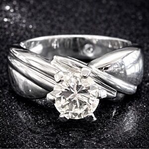 1/2ct Solitaire Cz Tiffany set diamond Silver Engagement Wedding band Ring